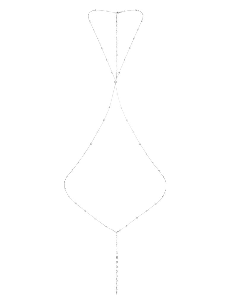 Simple Crystal X Body Chain - Gold Tone
