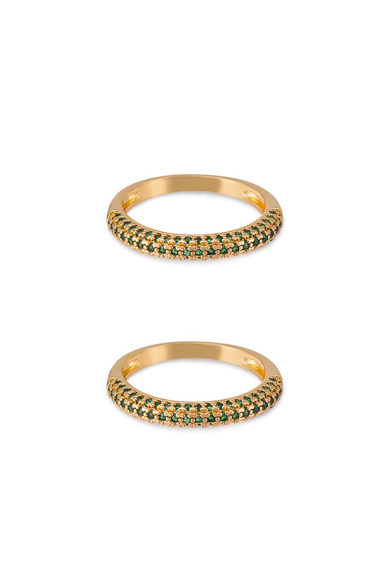 Simple sparkle band 18k gold plated ring set - Crystals