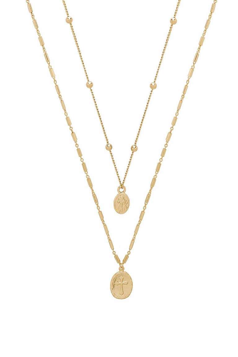 Simple Statement 18k Gold Plated Coin Layered Necklace - Gold