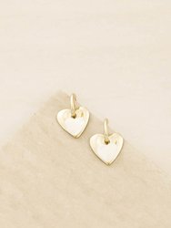 Simple Sweet Mother of Pearl and 18k Gold Plated Heart Earrings - Gold