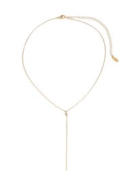 Simplistic Crystal Layered 18k Gold Plated Lariat Necklace Set