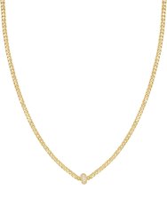 Single 18k Gold Plated Chain and Crystal Bead Necklace
