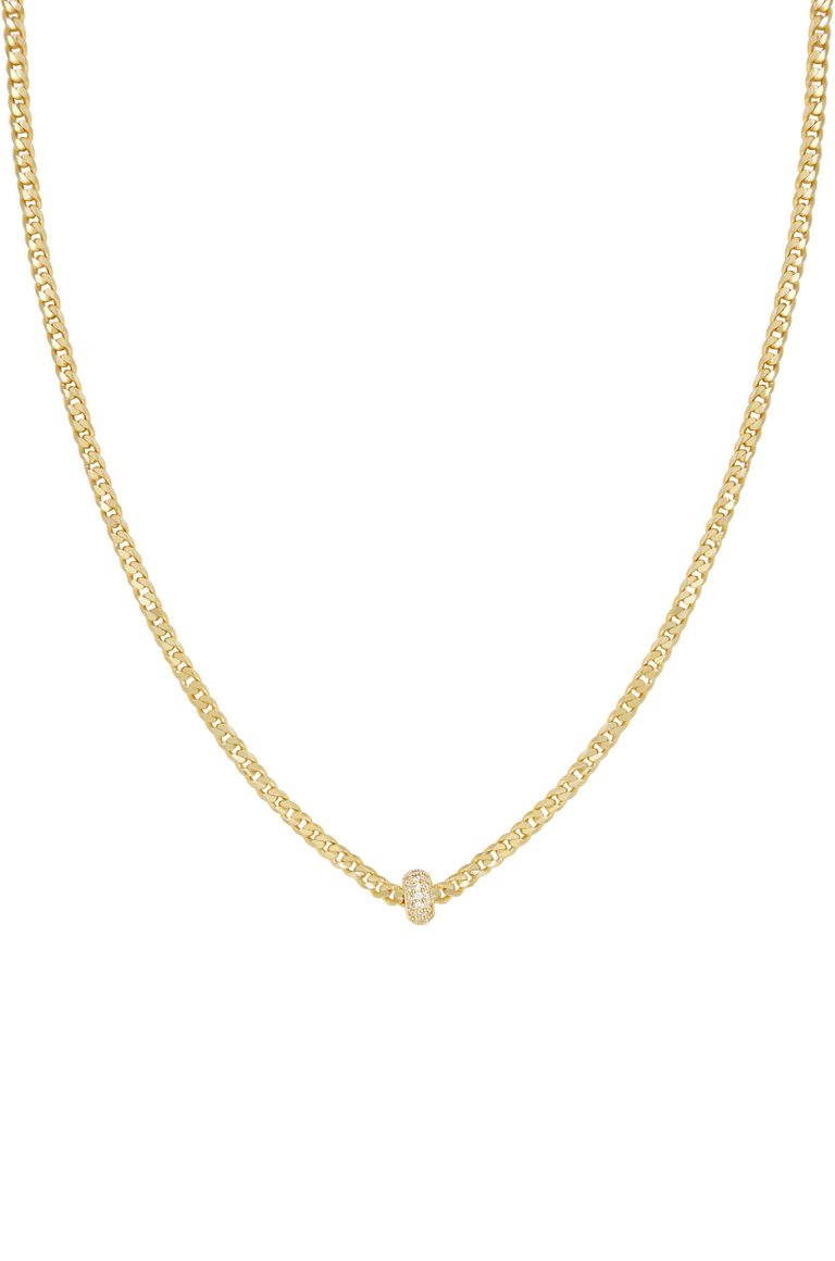 Single 18k Gold Plated Chain and Crystal Bead Necklace