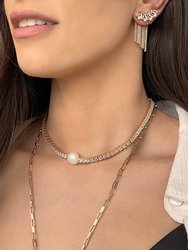 Single Freshwater Pearl 18K Gold Plated Link Necklace