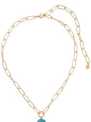 Single Pearl Open Links 18k Gold Plated Chain Necklace