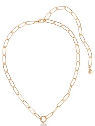 Single Pearl Open Links 18k Gold Plated Chain Necklace