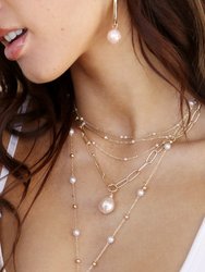 Single Pearl Open Links 18k Gold Plated Chain Necklace