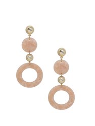 Soft Focus White Resin Circle Drop 18k Gold Plated Earrings  - Pink