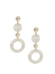 Soft Focus White Resin Circle Drop 18k Gold Plated Earrings 