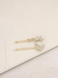 Sparkle Butterfly Hair Pin Set - Clear Crystals