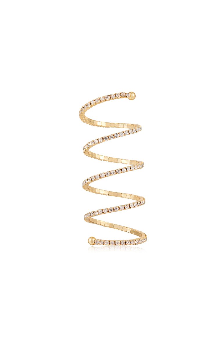 Spiral Down Crystal 18k Gold Plated Ring - 18k Gold Plated