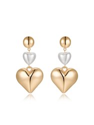 Spread The Love 18k Gold Plated And Pearl Heart Dangle Earrings - Pearl