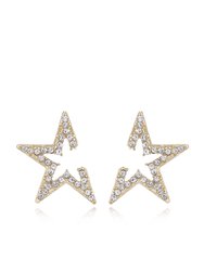 Star Light Crystal Statement Stud 18k Gold Plated Earrings - Gold