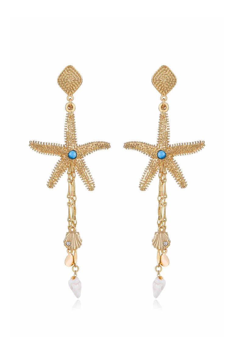 Starfish Seeker 18k Gold Plated Drop Earrings