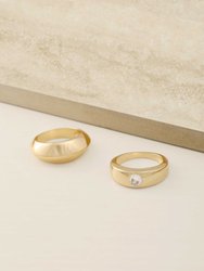 Statement 18k Gold Plated Band Ring Set - Gold