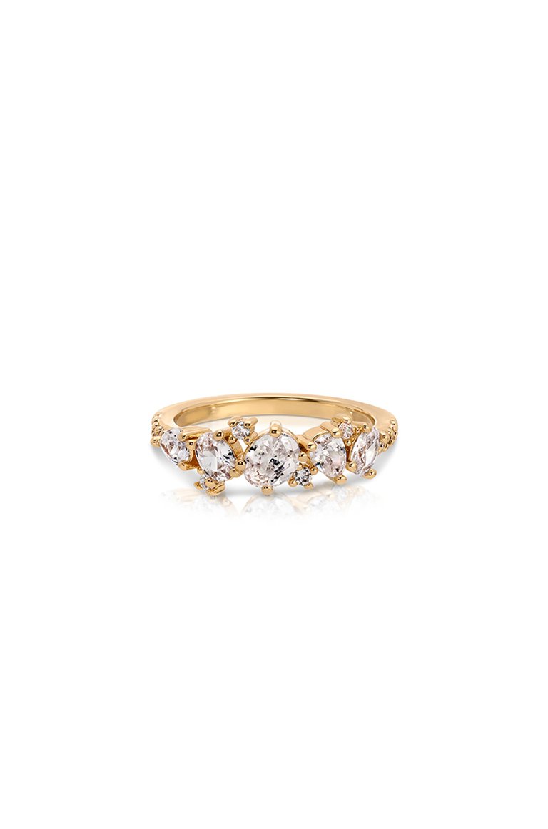 Statement Crystal Cluster 18k Gold Plated Ring - Gold