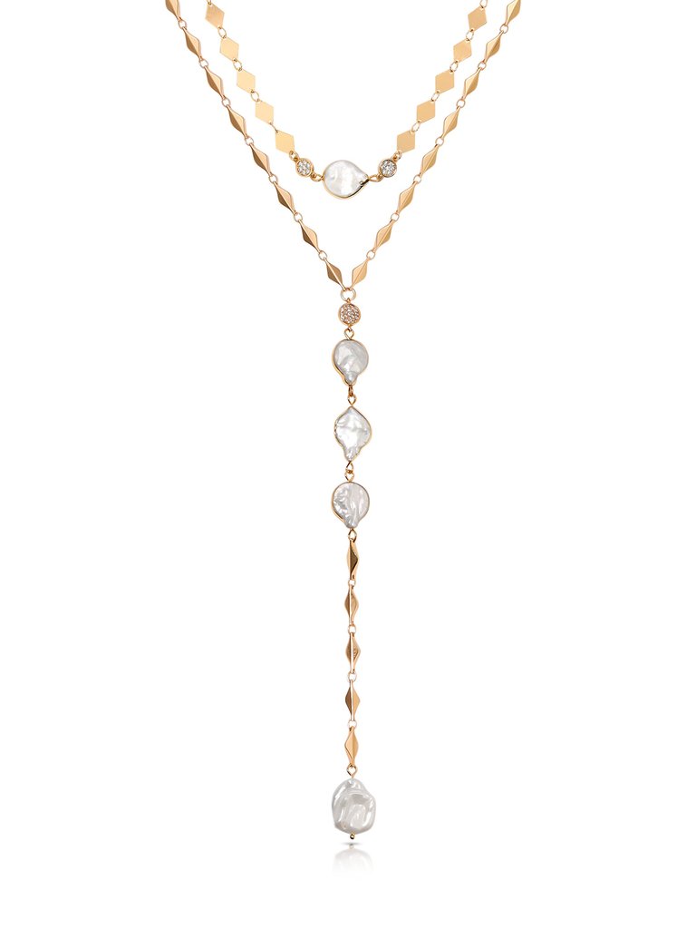 Summer Dreamin' Freshwater Pearl And 18k Gold Plated Necklace Set - Gold