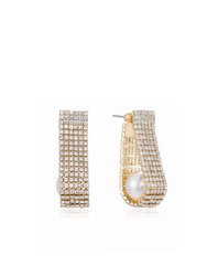 Swaddled Pearl Crystal Teardrop 18k Gold Plated Earrings - 18k Gold Plated