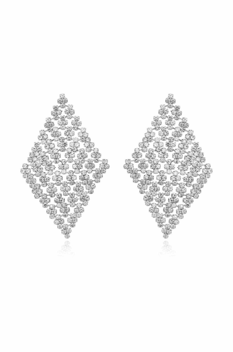 Swinging Crystal & Silver Plated Earrings - Silver