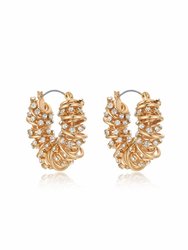 Swirling Crystal Cluster Hoop Earrings