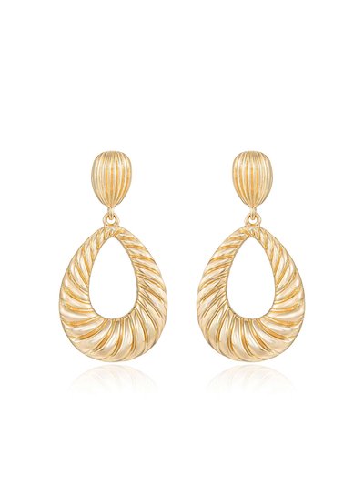 Ettika Teardrop Wave Detailed 18k Gold Plated Earrings product