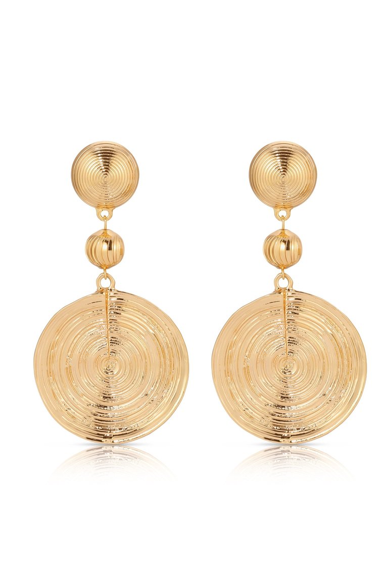 Textured Disc Statement Earrings - Gold