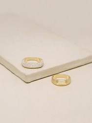 Thick Pave & Textured 18k Gold Plated Ring Band Set - Gold