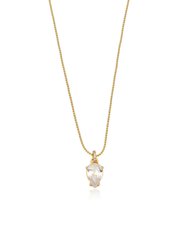 Thin And Delicate 18K Gold Plated Crystal Pendant Necklace - Gold