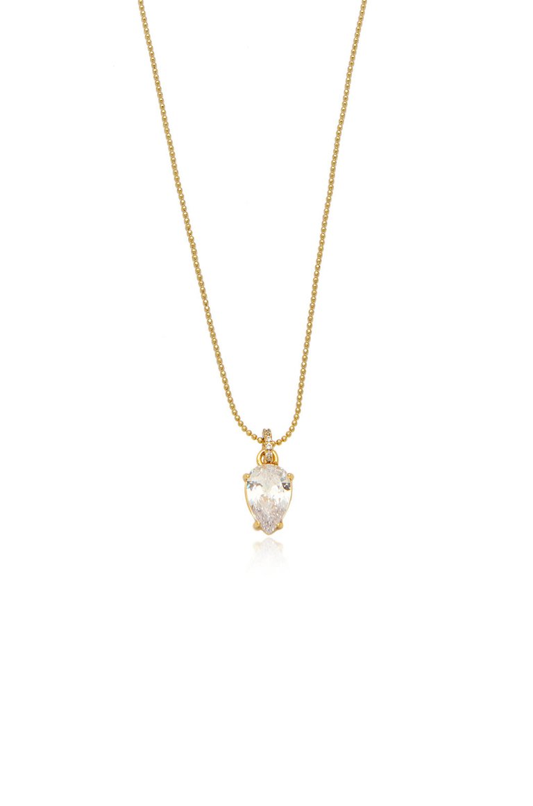 Thin And Delicate 18K Gold Plated Crystal Pendant Necklace - Gold