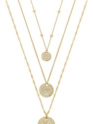 Three Coins Necklace Set - Gold