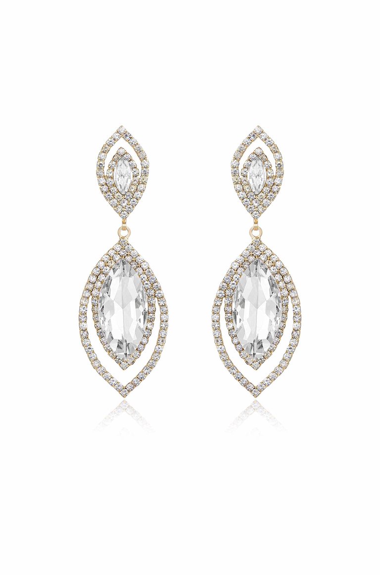 Timeless Crystal 18k Gold Plated Dangle Earrings - Gold