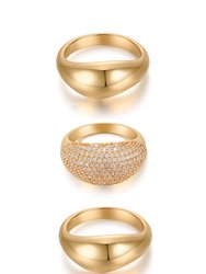 Timeless Glamour 18k Gold Plated Ring Set - Crystals