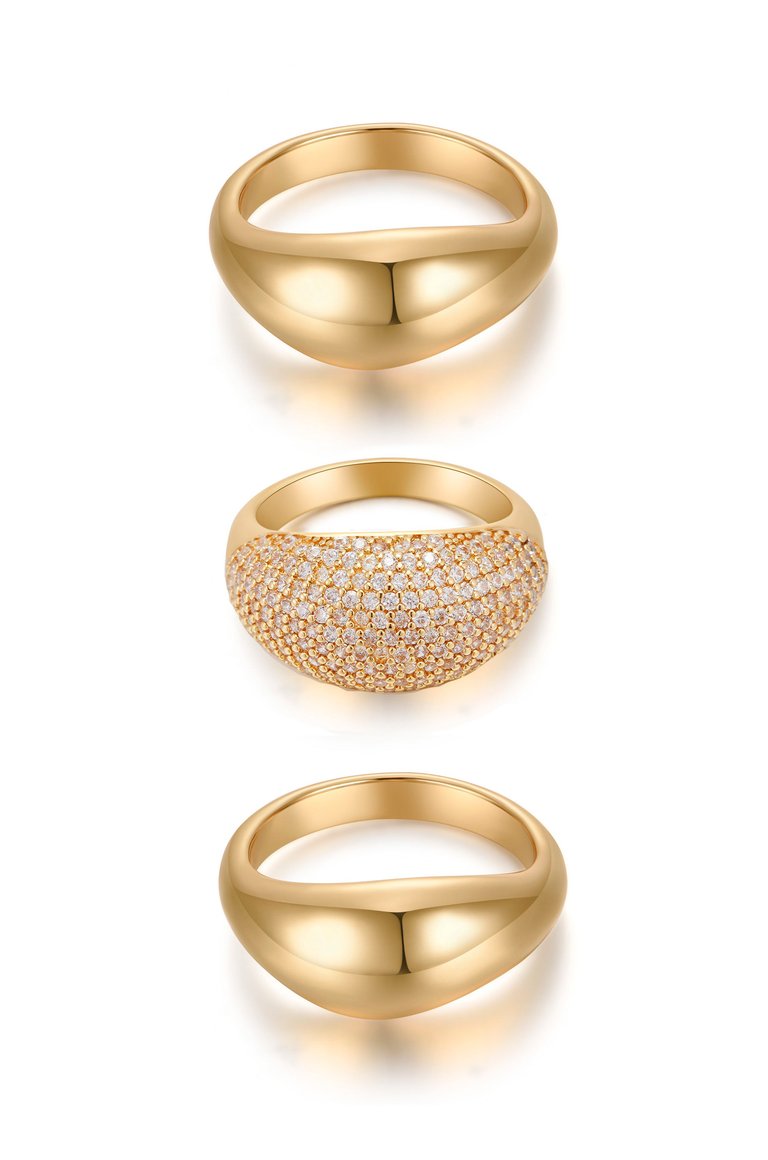 Timeless Glamour 18k Gold Plated Ring Set - Crystals