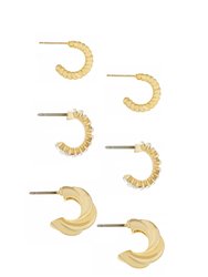 Tiny and Shiny 18kt Gold Plated Huggie Hoop Earring Set