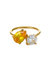 Toi Et Moi Forever 18k Gold Plated Ring - Ruby and Light Topaz