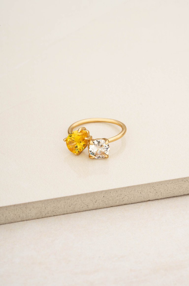 Toi Et Moi Forever 18k Gold Plated Ring - Yellow Crystal