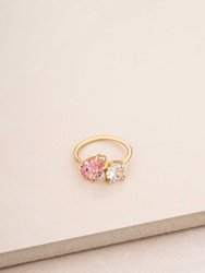 Toi Et Moi Forever 18k Gold Plated Ring - Pink Crystals