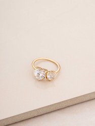 Toi Et Moi Heart And Mini Heart 18k Gold Plated Ring