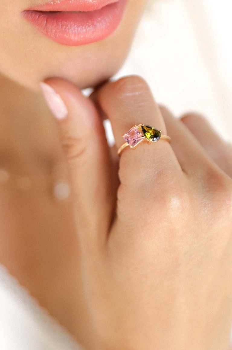 Toi Et Moi Pop Of Color 18k Gold Plated Ring