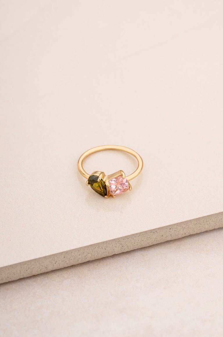 Toi Et Moi Pop Of Color 18k Gold Plated Ring