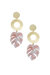 Tropics Blush Pink Resin Palm Leaf & 18k Gold Plated Earrings - Gold
