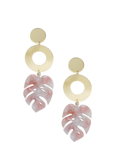 Ettika Tropics Blush Pink Resin Palm Leaf & 18k Gold Plated Earrings product