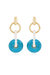 Turquoise and Pearl 18k Gold Plated Dangle Earrings - Turquoise and Pearl