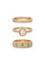 Turquoise and Pearl Worn 18k Gold Plated Ring Set - Gold