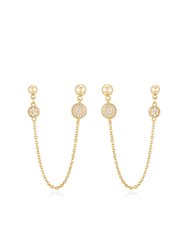 Two Hole Piercing 18k Gold Plated Chain Drop Earrings - 18kt Gold Plated