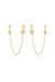 Two Hole Piercing 18k Gold Plated Chain Drop Earrings - 18kt Gold Plated