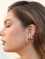 Two Hole Piercing 18k Gold Plated Chain Drop Earrings
