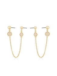 Two Hole Piercing 18k Gold Plated Chain Drop Earrings