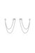 Two Hole Piercing Chain Dangle Earrings - Clear & Rhodium