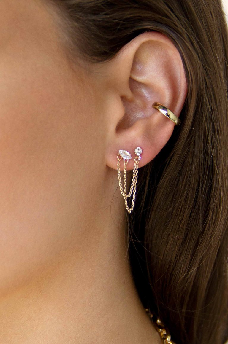 Two Hole Piercing Chain Dangle Earrings